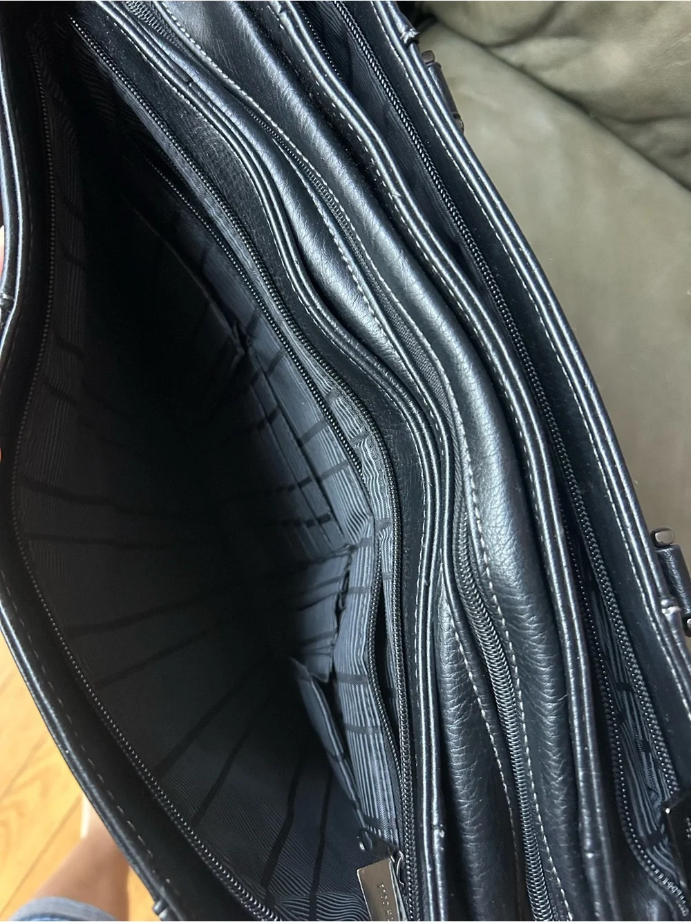 Kenneth Cole Reaction Black faux Leather Laptop Tote Bag